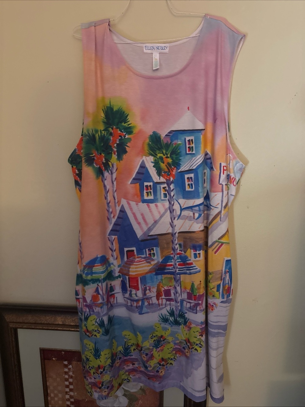 Ellen Negley Pink Multi Tropical Print Casual Dress